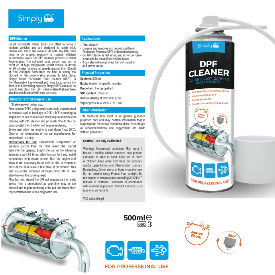DPF Cleaner Diesel Spray Filter Cleaner Particulate  EGR 500ml Foam Action - Image 3 of 4