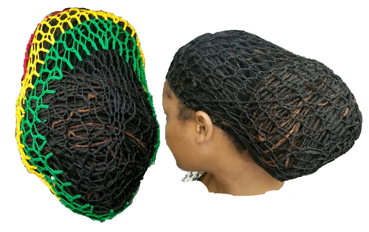 Black yellow green red Long Hair Net Hairnet Snood Large