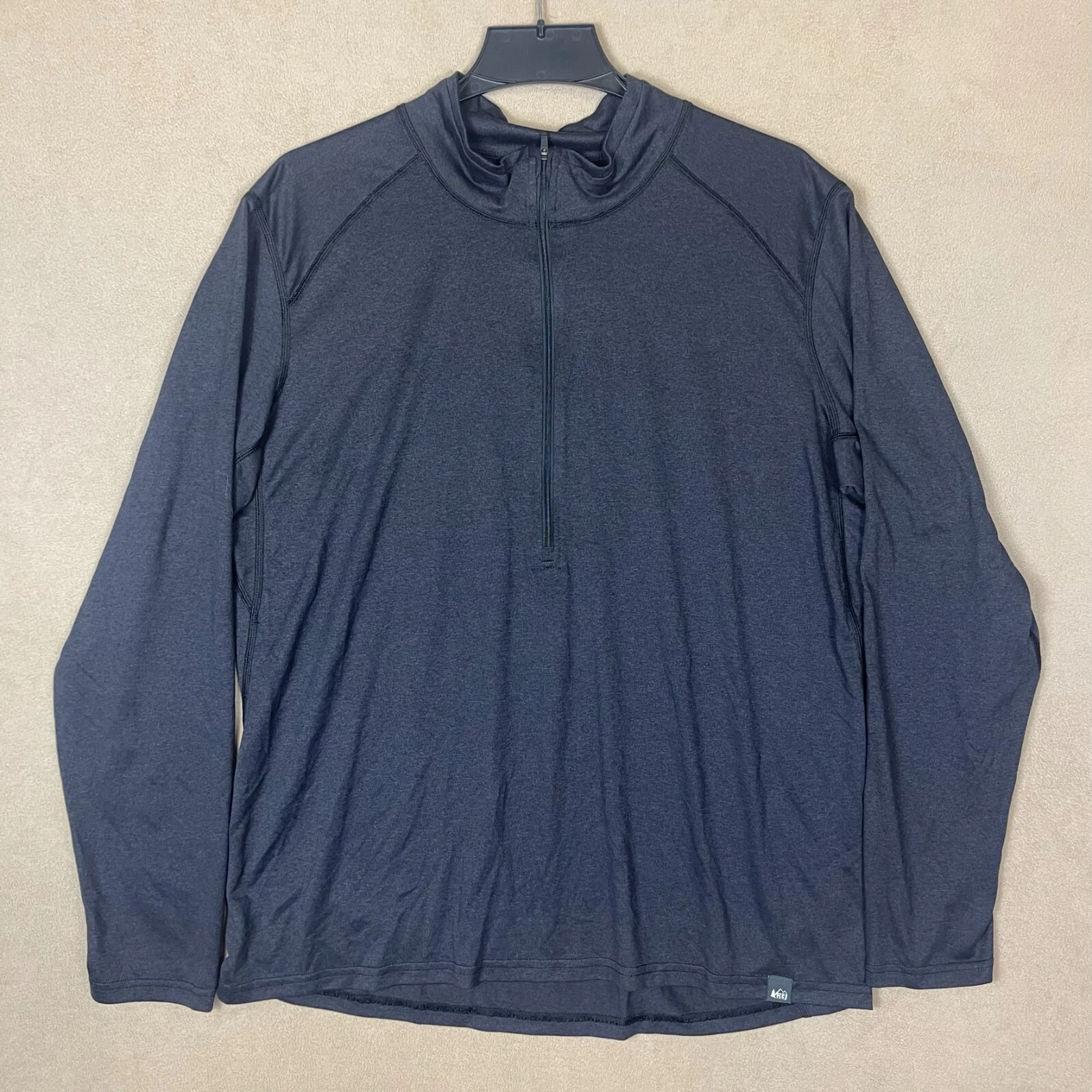 Rei Co Op Mens XL 1/2 Zip Performance Athletic Shirt Gray Lightweight Stretch