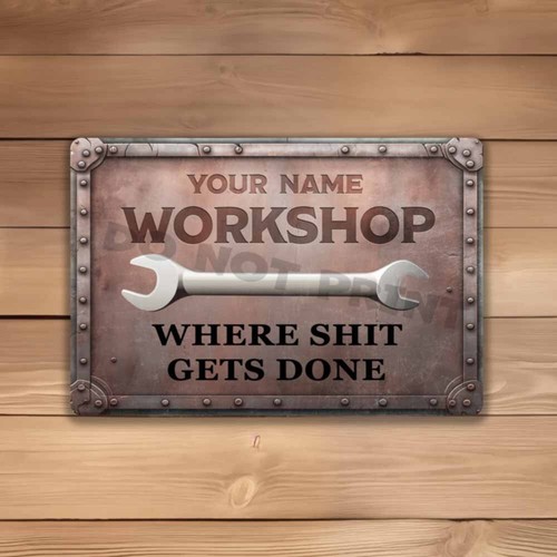 Personalized Rustic Workshop METAL SIGN OR VINYL DECAL 8x12 Garage Sign Man Cave - Picture 5 of 5