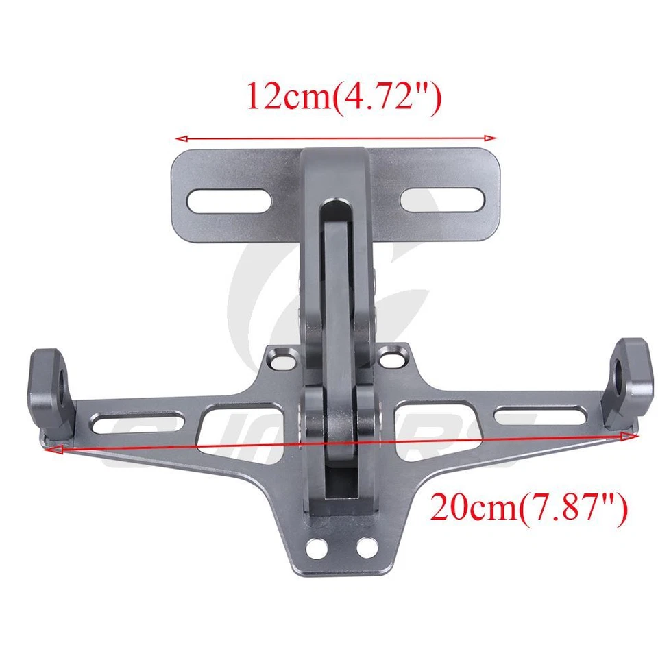 Soporte de matrícula plegable CNC universal soporte eliminador de guardabarros con luz Foto 2 de 4