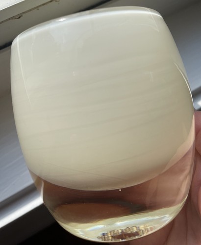 GlassyBaby weiß milchig Pre-Triskelion Votivkerzenhalter EUC ohne Aufkleber