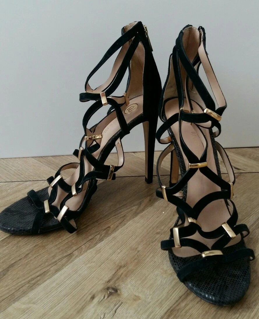 River island black heeled sandals sales