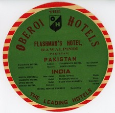 The Oberoi Hotels Pakistan India Vintage Luggage Label