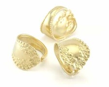 Spoon Ring Flower Patterned Adjustable Ring Raw Brass 18mm 8US inner size 4052