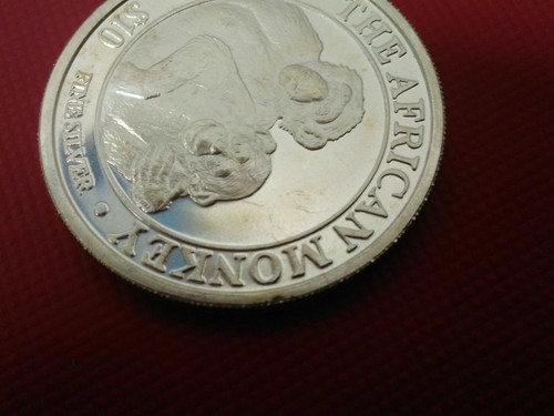 Somalia $10 Dollars African Monkey 2000 1 oz .999 Silver Coin - RARE - Picture 5 of 6