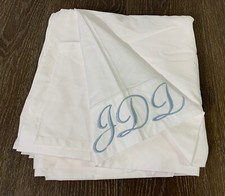 Pottery Barn Queen Size Flat Sheet White 100 Cotton mono JDD NWOT