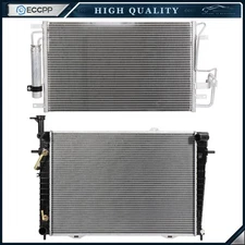Aluminum Radiator & Condenser Cooling Kit For 05-09 Hyundai Tucson Kia Sportage