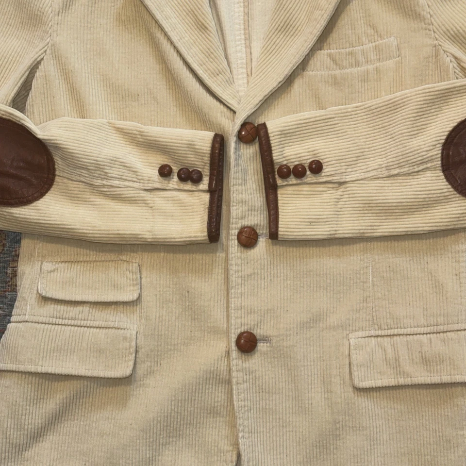 Blazer de Courderoy Vintage Años 70 Polo Sport RL Para Mujer Grande Tostado, Parches de Cuero en el Codo Foto 3 de 4