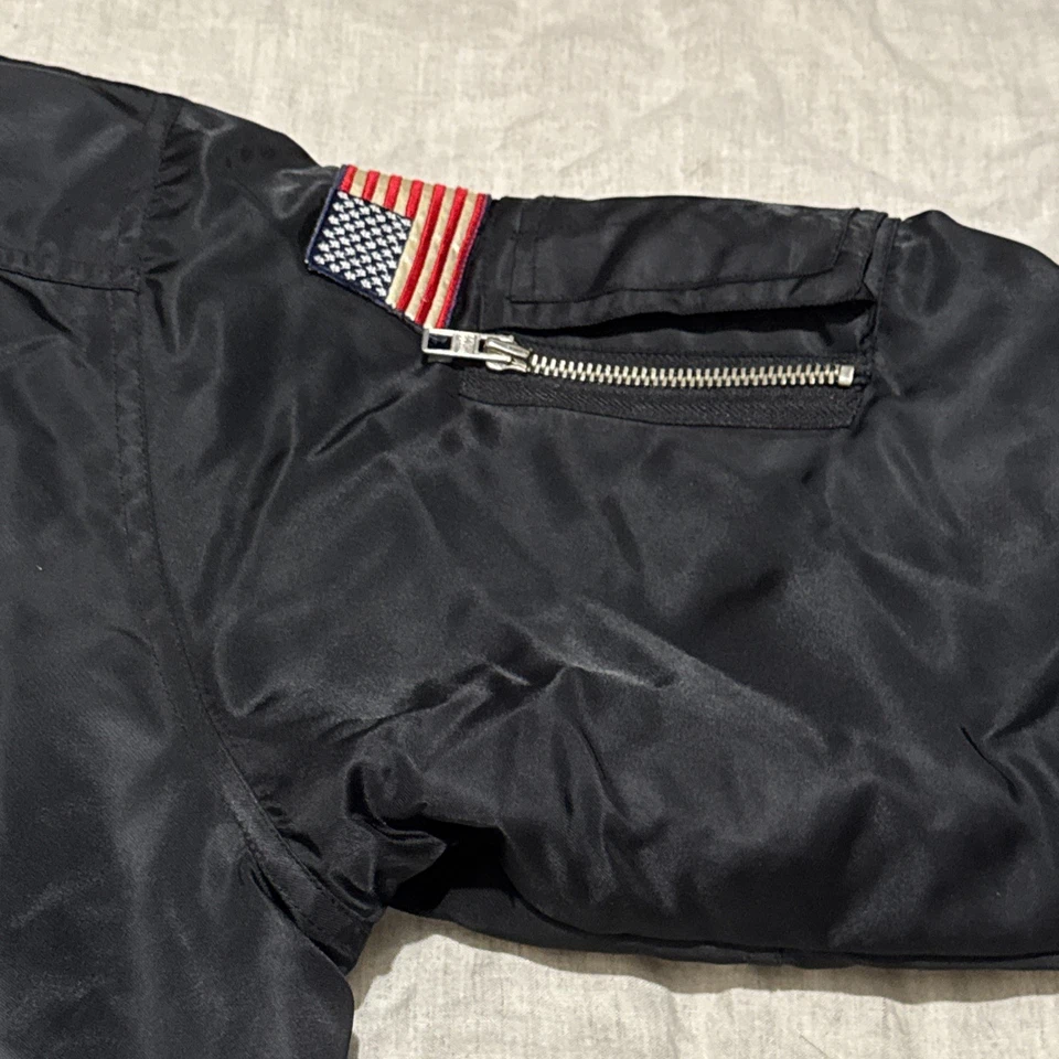 Snap On Tool Mens L Full Zip Black Satin Bomber Jacket USA Wings There Is A Diff - Image 4 of 4