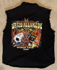 Vintage David Allan Coe World Tour Bike Week 2008 Sleeveless Button Down Shirt M