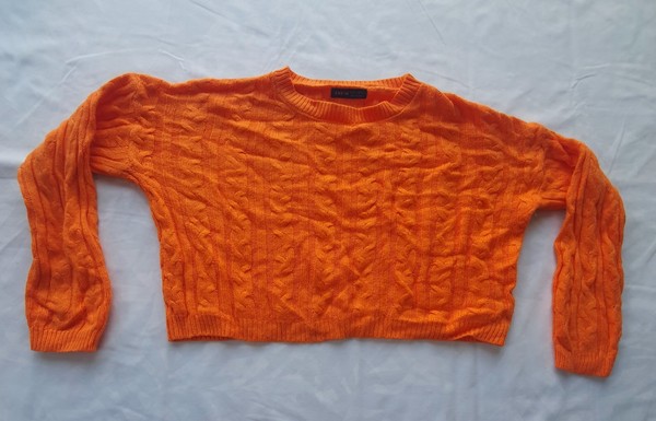 Shein Orange cropped cable Knit, wool jumper M