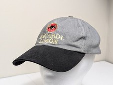 Vintage Bacardi Limon Rum Bat Hat Adult Logo Strapback Grey Gray Adjustable