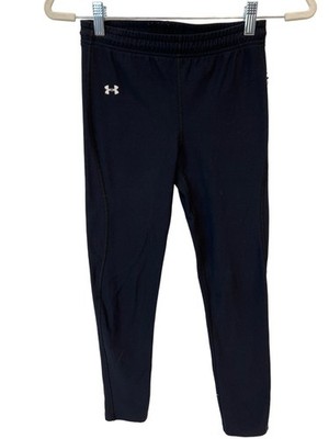 Under Armour Pull-On Leggings Youth Boys XL Black Nylon Blend Heat Gear Active