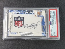 MATTHEW STAFFORD PSA 9 2009 DONRUSS R & S BLUE ROOKIE PATCH AUTO 9/10 JERSEY #