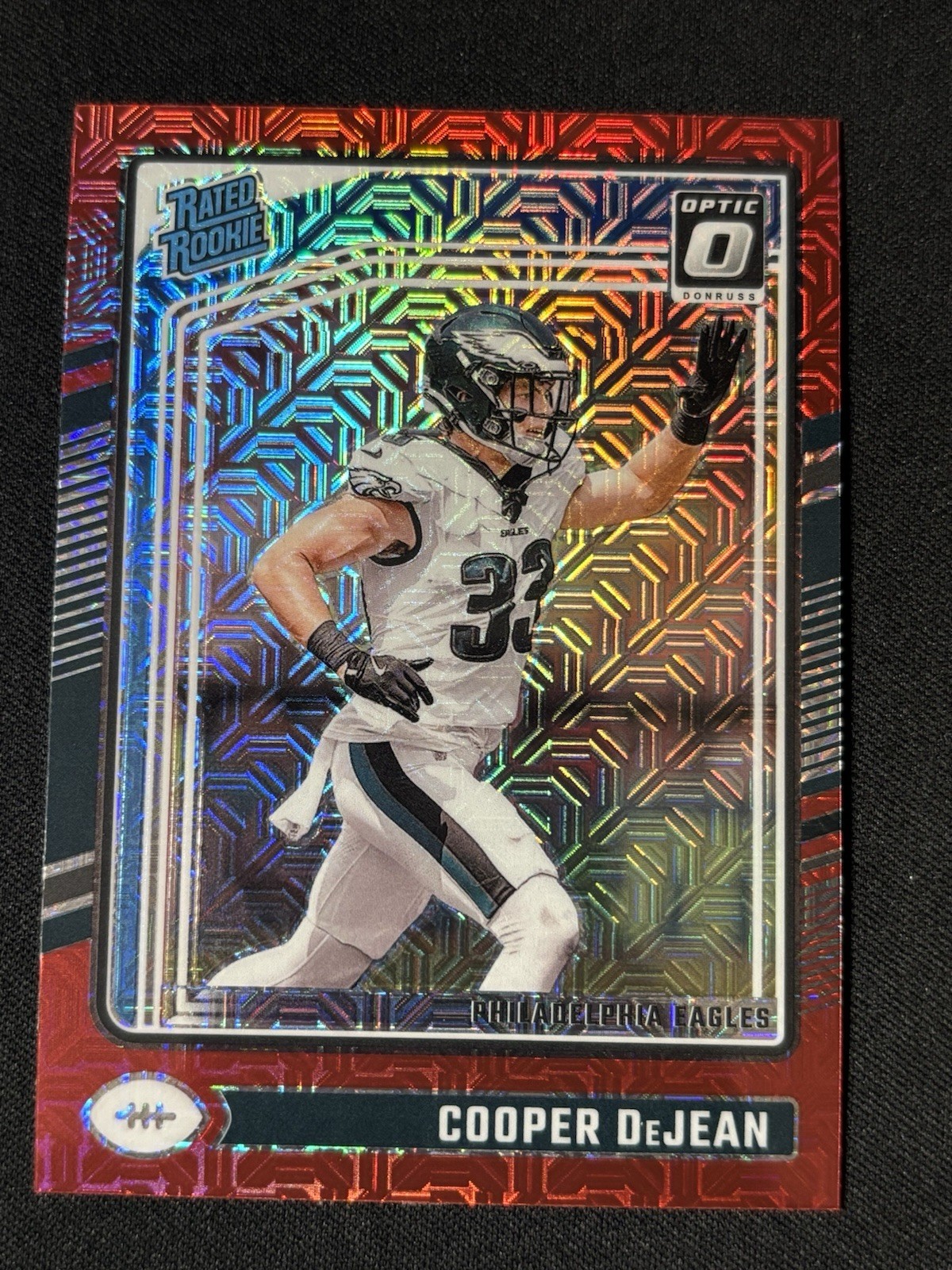 2024 Panini Donruss Optic - Rated Rookie Cooper DeJean #221 Red Mojo Prizm (RC)