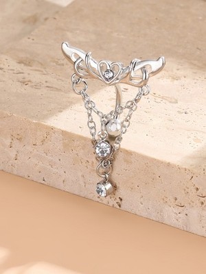 Silver Heart Wing Chain Belly Ring Navel Piercing Stud One Size