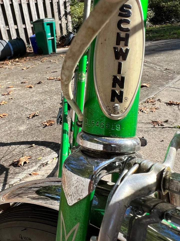 Vintage 1975 Scwhinn Collegiate Bicycle, 5 speed, green, 17 inch frame - Image 4 of 4