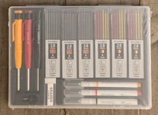 3Pcs Carpenter Pencils w/Sharpener Mechanical Deep Hole Marker Set 39 Refills