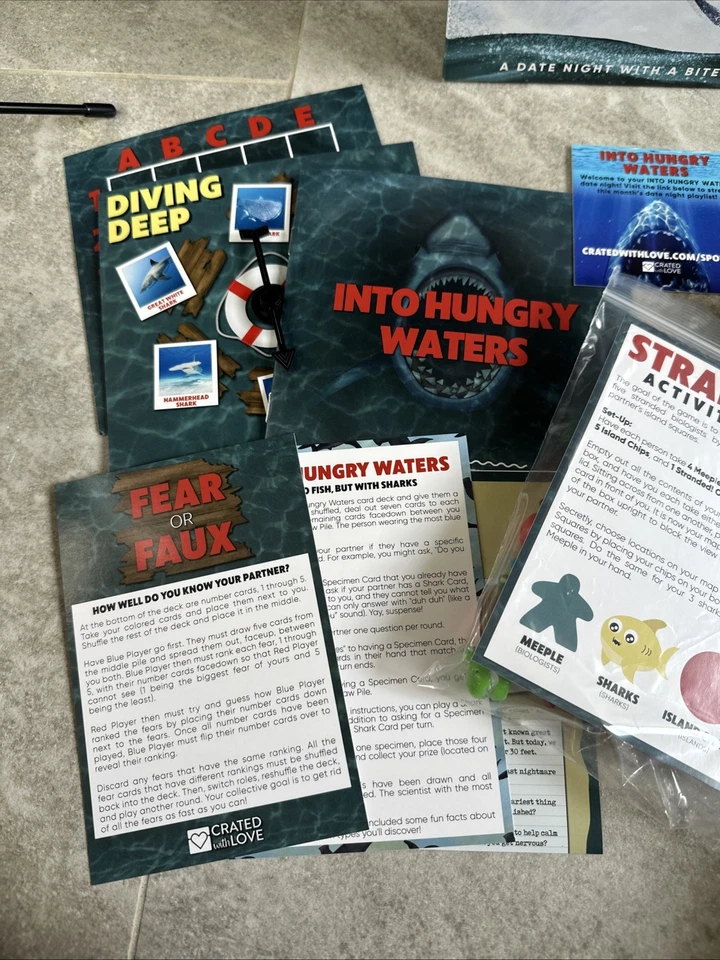 Into Hungry Waters Date Night Bite Box Game Crated Love HTF Board Sharks Couple  - Image 4 of 4