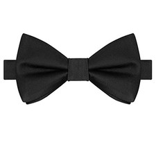 Mens Pre-Tied Bow Tie Adult's Adjustable Tuxedo Satin Bowtie Black