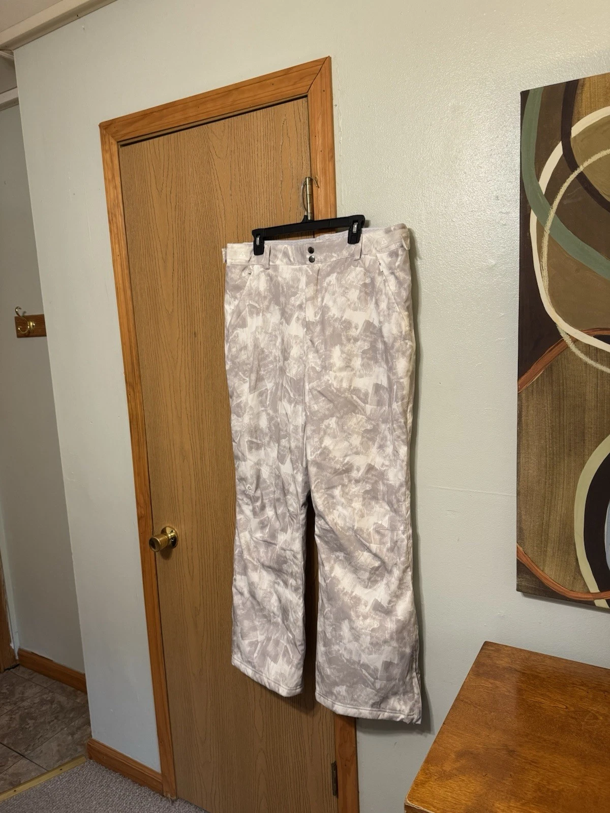 Gerry XL White w/Camouflage Print Snow Pants Fleece Lined w/31" Inseam - EUC