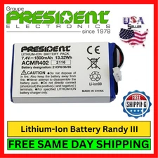 President ACMR402 Replacement Lithium-Ion Battery For Randy III FCC Radio Mobile