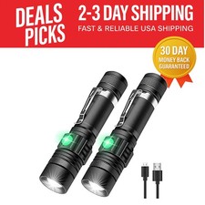 Compact 2000 Lumen Tactical Flashlight - USB Rechargeable  Weather Resistant