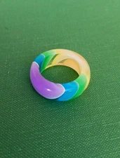 Vintage Rainbow Layered Plastic Ring - size 5?