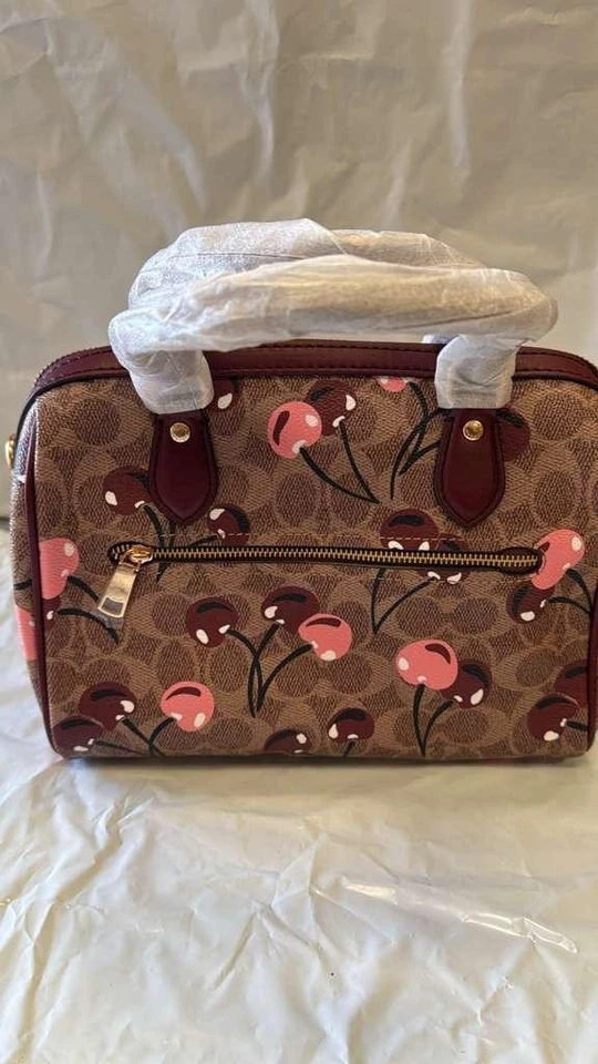 NWT COACH Rowan Satchel Bag In Signature Canvas With Cherry Print CY692 Denim - Image 4 of 4