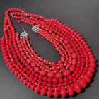 Lot of 6 Vtg Red Costume Jewelry Necklaces with Clasps Fun Bright Beads Dressup2