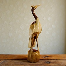 Sculpture En Bois Massif Décoration De Grue Statue En Acacia