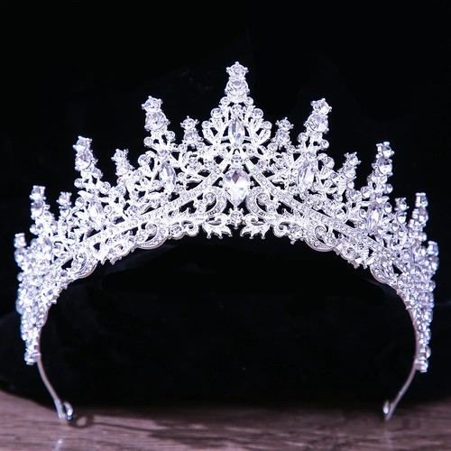 Luxus verschiedene silberfarbene Kristall Braut Diadem Krone Strass Festzug - Bild 48 von 48
