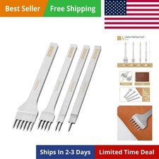 Leather Stitching Chisel 4pc 3mm 1/2/4/6 Prong Hole Punch Tool - Belts/Bags DIY