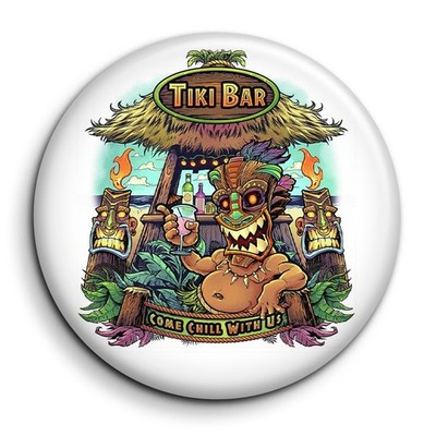 Tiki Bar Come Chill with us - Badge 38mm Button Pin