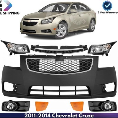 Front Bumper Cover Paintable & Grille Assembly For 2011-2014 Chevrolet Cruze