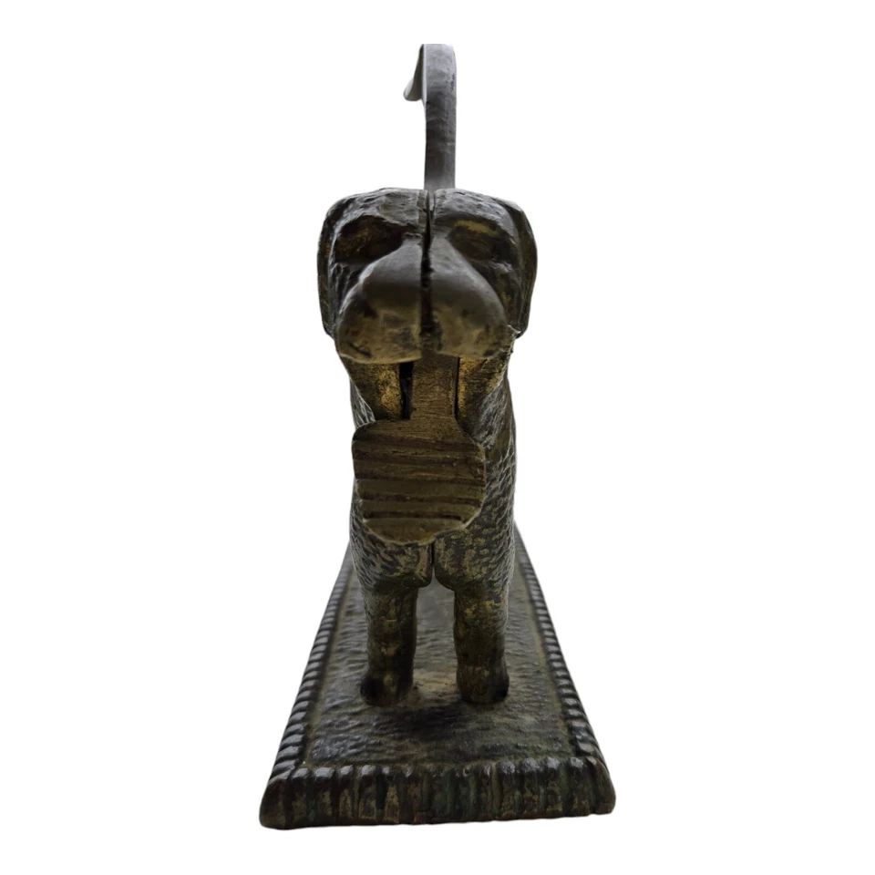 Antigua estatua de bronce/latón fundido pesado cascanueces Labrador/San Bernardo Foto 4 de 4