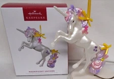 Hallmark Christmas Tree Ornament Magnificent Unicorn 2022 Yellow Ribbon Glitter