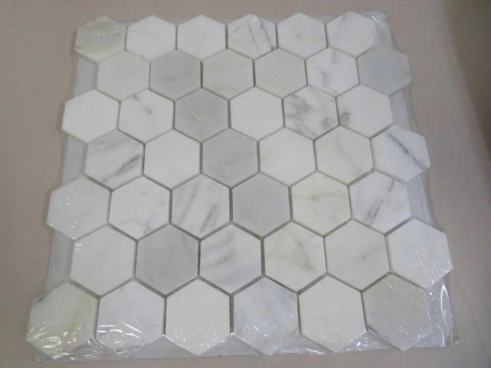 Calacatta Gold Hexagon 12 in. x 11.75 in. Polished Marble Floor and Wall Tile - Image 4 of 4