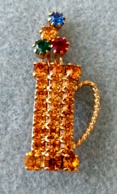 Vintage Golf Clubs Bag Gold Tone Multicolor Pronged Pave