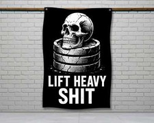 Motivational Skull Gym Flag - Home Gym Wall Art Decor