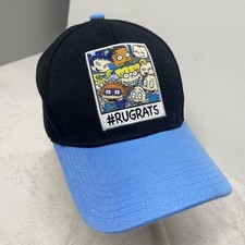 Vintage 90s Nickelodeon Rugrats Denim Cap Hat SnapBack Black Blue Cartoon Patch