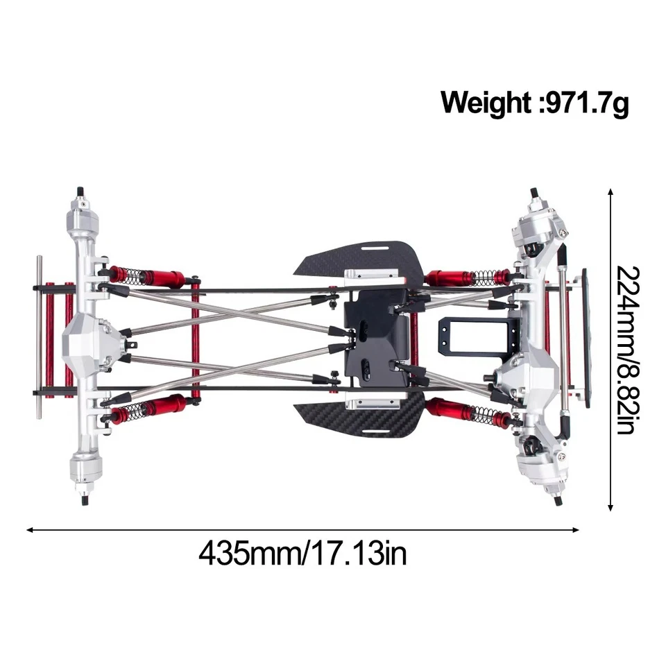 Carbon LCG Chassis Kit w/ Gearbox Shock Absorber for 1/10 RC Crawler SCX10 Capra - Image 4 of 4