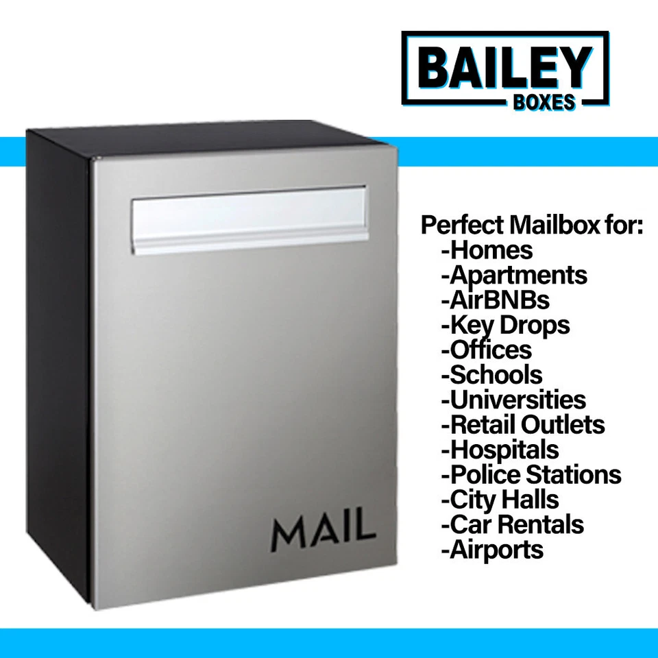 OPEN BOX - Modern Stainless Steel Locking Mailbox - 15.75"H x 11.75"W x 7.5"D - Image 3 of 4