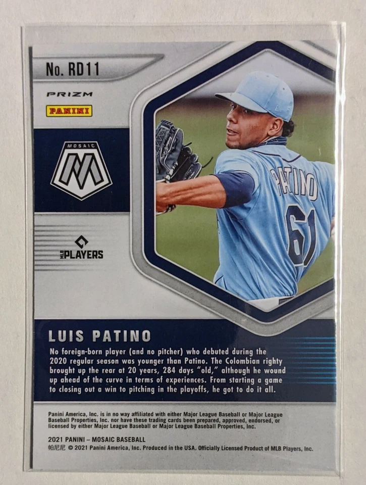 2021 Panini Mosaic Luis Patino Rookie Debut Silver Mosaic Prizm #RD11 TB Rays - Image 2 of 2
