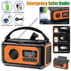 12000mAh Emergency Weather Radio with 2 Solar Panels Hand Crank Radio AM/FM/NOAA
