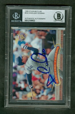 Andujar Cedeno d'2000 Autographed 1996 Stadium Club Beckett Authentic Encased