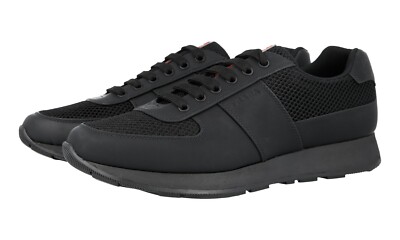 PRADA Leather Mesh Linea Rossa Prax Sneaker - 4E3341 - Black - NEW - 11.5 45.5