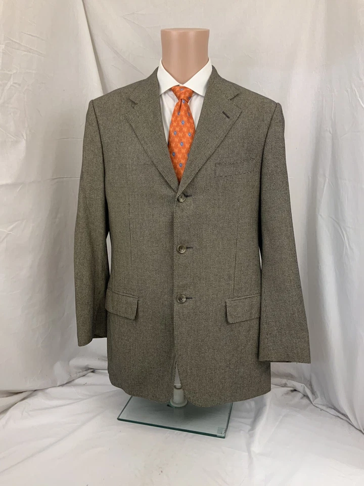 Corneliani Blazer 42L Brown Check Silk Wool 3 Btn Made In Italy YGI W1-29 - Image 2 of 4