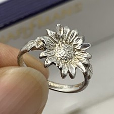925 Solid Sterling Silver Flower Daisy Sunflower Ring Size 6 1/2